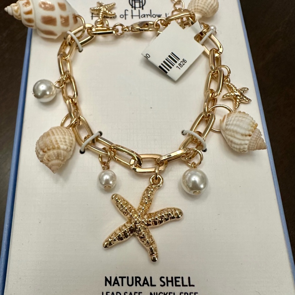 Gold Starfish Charm Bracelet by House of Harlow 1960